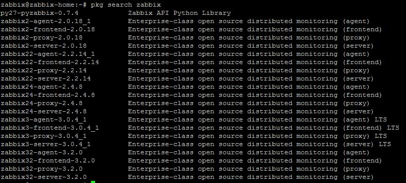 pkg search zabbix