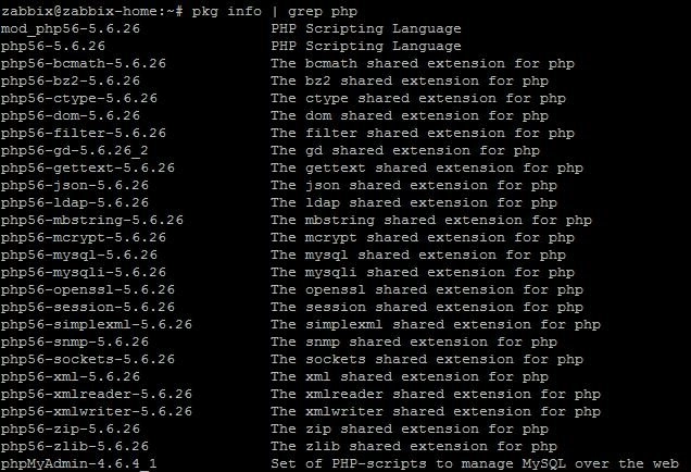 pkg info | grep php
